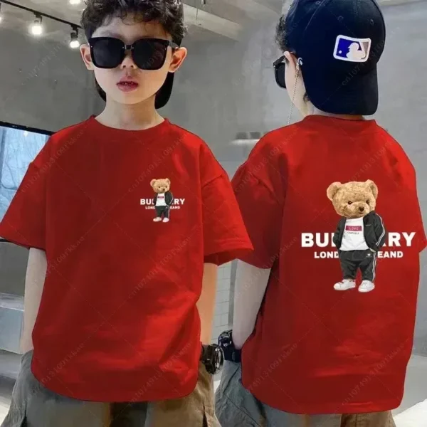 Luxury Brand Bear Graphic Children T-shirt Cotton Cute Print Tshirt Summer Fashion Kids Shirts Boy Girl Tops Clothing Free Tops - Image 5