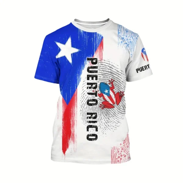 Puerto Rico Men's T Shirt Summer Fashion Short Sleeve Top Flag Pattern Print T-Shirt Oversized Clothing Crew Neck Pullover - Image 4