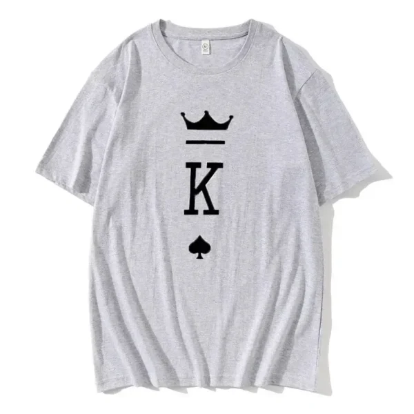 King And Queen Printed Couple t-Shirt Lovers Printed Cotton Ladies New High Quality Plus Size Trend All-Match t-Shirtm-4xl - Image 5