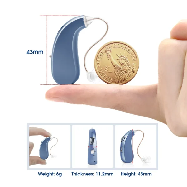 Behind the Ear Hearing Aids Rechargeable Sound Amplifier Elderly Deafness Help - Image 2