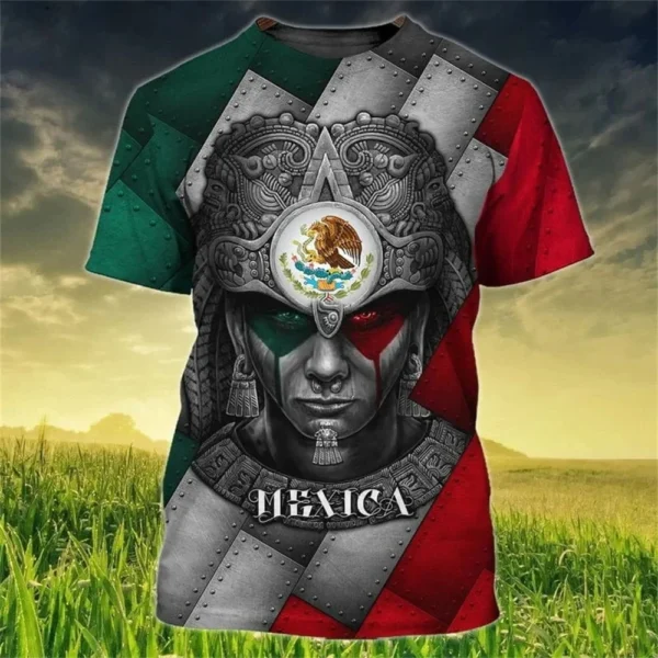 Mexican Flag Print 3Dt T-Shirt Summer Men O Collar T Shirt Casual Short Sleeve Oversized Pullover Fashion Street Men'S Clothing - Image 3