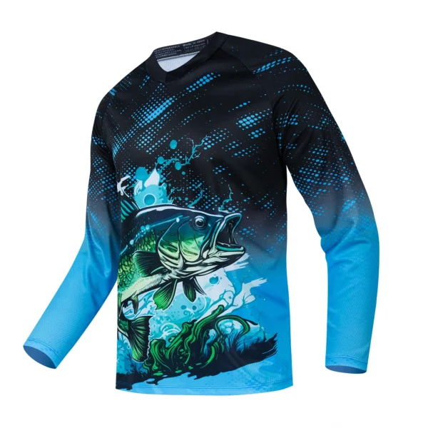 Summer 2024 casual Men's Sports Fishing Clothing Sunscreen Breathable Quick Drying Long Sleeved Fishing T-shirt Outdoor