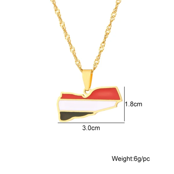 Gold chain with Syria flag pendant.