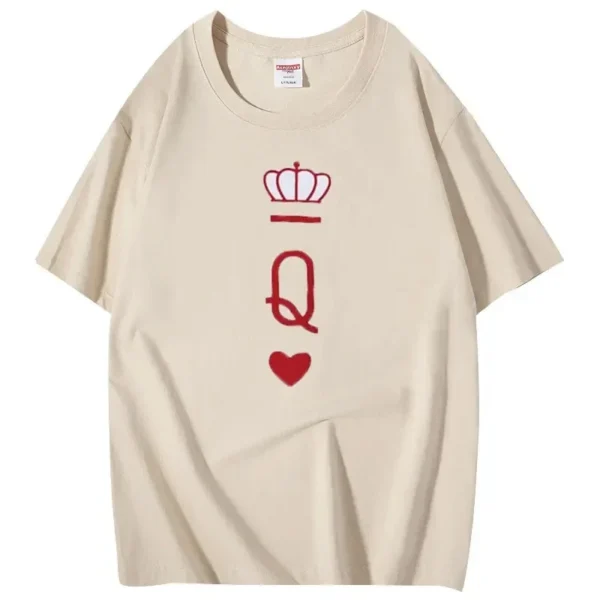 King And Queen Printed Couple t-Shirt Lovers Printed Cotton Ladies New High Quality Plus Size Trend All-Match t-Shirtm-4xl - Image 6