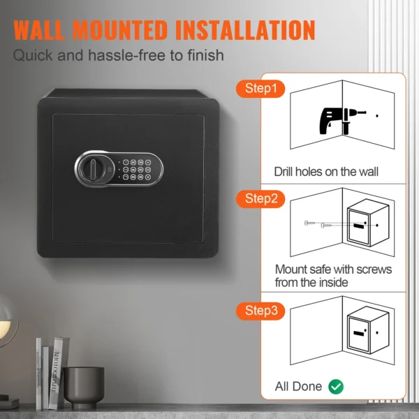 Wall-mounted safe installation instructions.