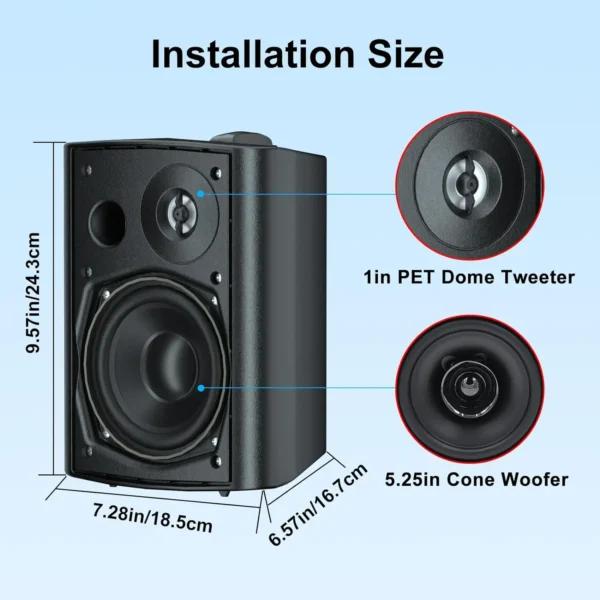 Herdio 5.25'' 600W Outdoor Bluetooth Speakers Waterproof Wired Wall Mount Weatherproof Loudspeaker System For Indoor-Outdoor - Image 4