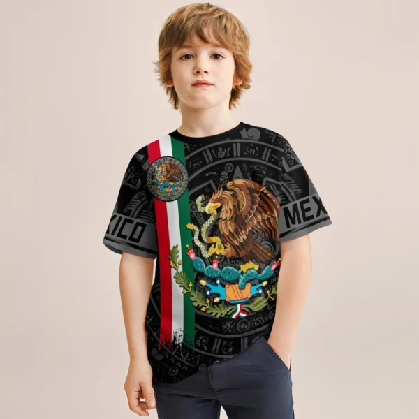 3D Printed Rooster Tee Mexican Inspired Boys Casual Short Sleeve Shirt Lightweight, Comfortable Round Neck Design Men Clothes