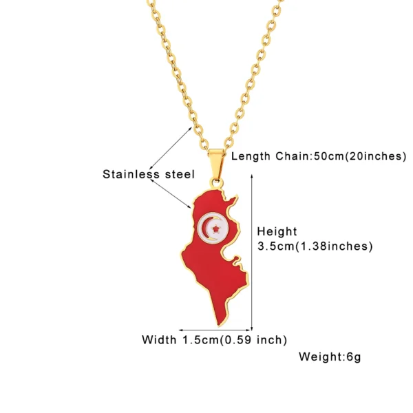 Gold Tunisia map pendant necklace