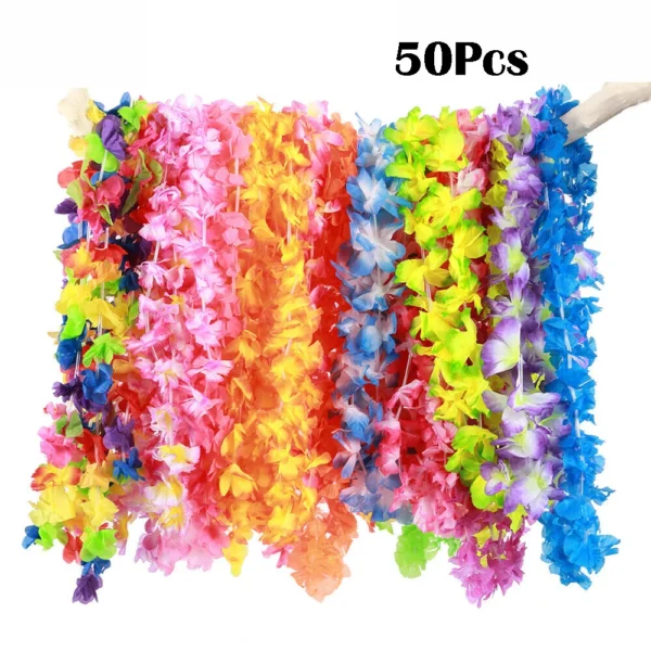 20/36/50Pcs Hawaiian Party Flower Garlands Color Garland Necklace Tropical Beach Party Decoration Props - Image 6