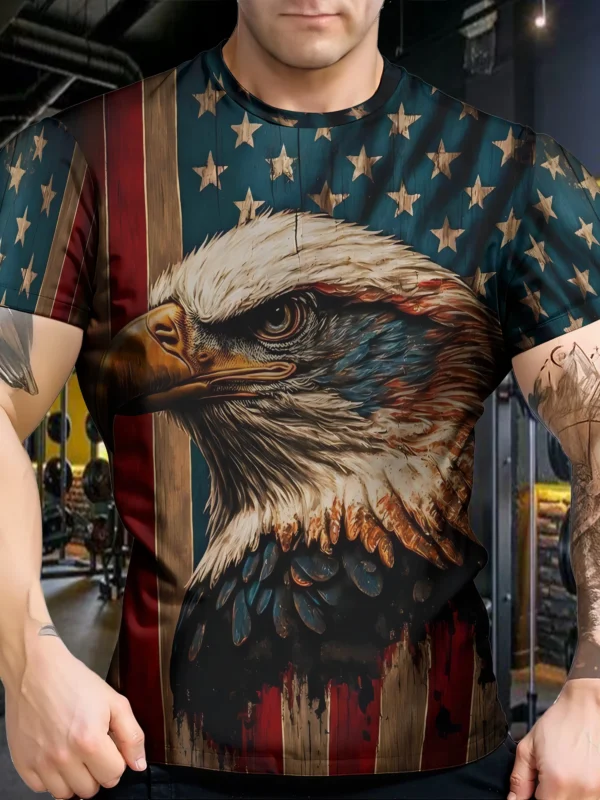 American Eagle Graphics T-Shirt For Men 3D Print Tees Animal Camisetas Pattern Short Sleeve Tops Summer Casual Men's Clothing