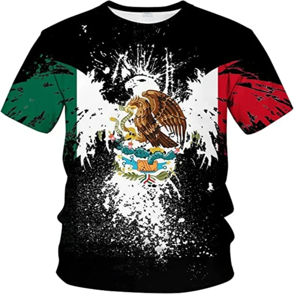 Mexico Flag Print Tee Shirt For Men Cloting Fashion 3D Mexican National Emblem Pattern Short Sleeve Oversized Tshirts Streetwear - Image 3