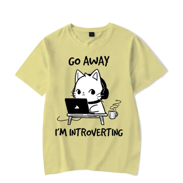 Go Away I’m Introverting Graphic T Shirts Funny Cat Gamer Gaming Tshirt Tops Fashion Harajuku T-shirts Women Men Brand T-shirt - Image 6