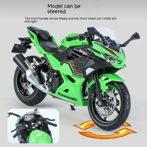 1:12 Kawasaki Motorcycle Die-cast Model - Sound & Light Effects - Authentic Details - Fun for Kids & Motorcycle Lovers - Image 5