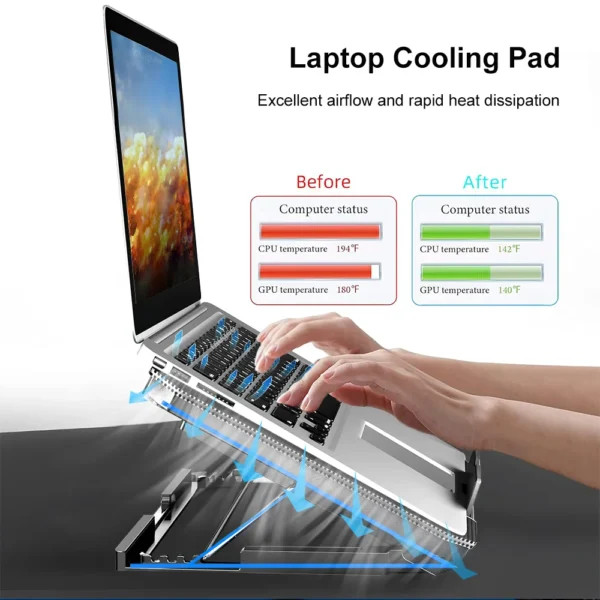 Laptop cooling pad for better airflow.