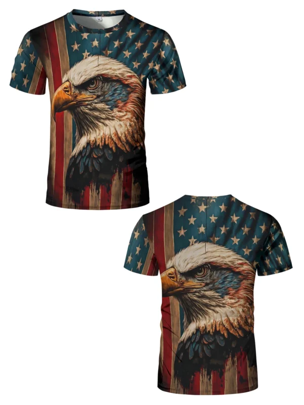 American Eagle Graphics T-Shirt For Men 3D Print Tees Animal Camisetas Pattern Short Sleeve Tops Summer Casual Men's Clothing - Image 3