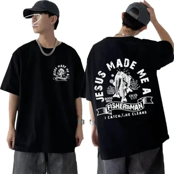 Aesthetic Christian T-Shirt Men's Religious Jesus Bible Verse Fisherman T Shirt Men Women Fashion Gothic Oversized T-shirts Tops