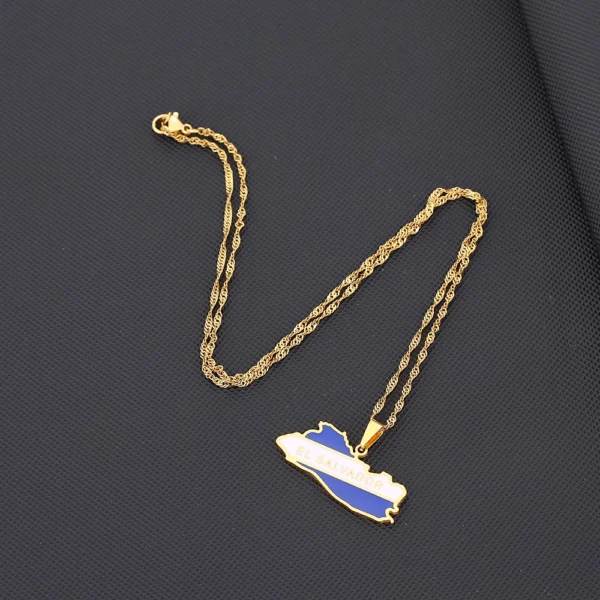 Gold chain with El Salvador pendant.