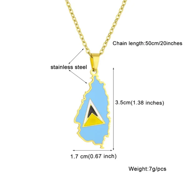 Gold St. Lucia map pendant necklace.