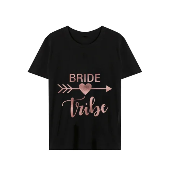 Arrow Heart Brides Tribe Bachelorette Tees T-shirt Women Team Bride Tops Bridesmaid Hen Party Tshirts Black Pink Top Tee Shirts - Image 4