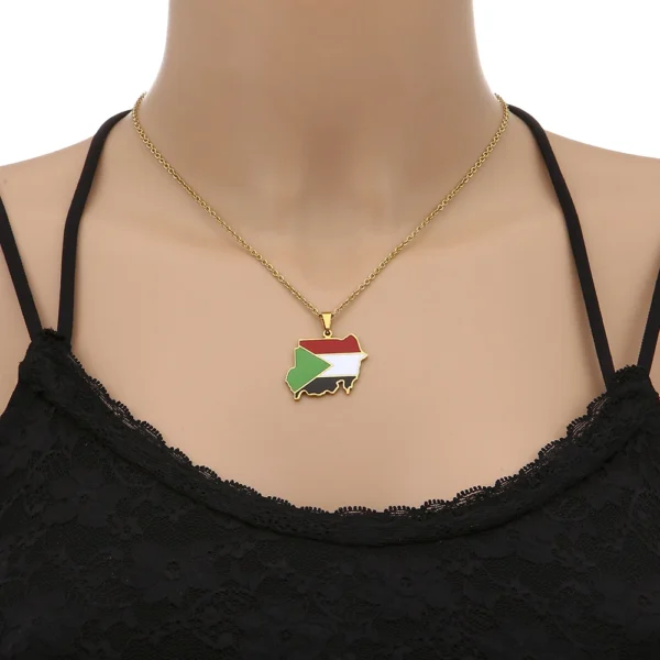 Gold necklace with Sudan map pendant