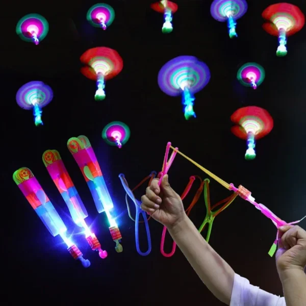 New 50/30/10/5/1Pc Amazing Light Toy Arrow Rocket Helicopter Flying Toy LED Light Toys Party Fun Gifts Rubber Band Catapult - Image 4