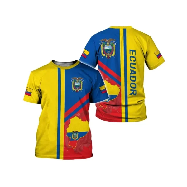 New personalized Ecuadorian T-shirt Casual flag 3D printed short sleeve top for men and women - Image 5