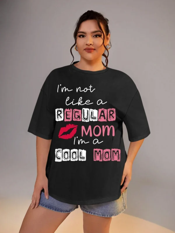 Plus Size Women Clothing I'm Not Like A Regular Mom Letter Print Short Sleeve T-shirt Large Sizes for Fat Women Summer - Image 4