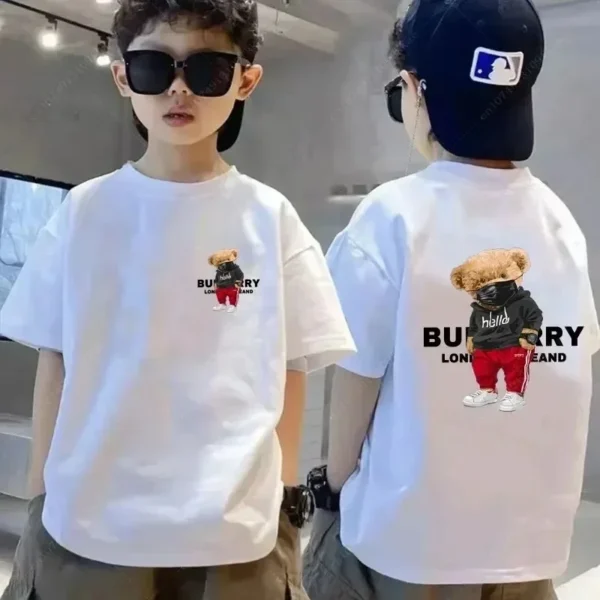 Luxury Brand Bear Graphic Children T-shirt Cotton Cute Print Tshirt Summer Fashion Kids Shirts Boy Girl Tops Clothing Free Tops - Image 2