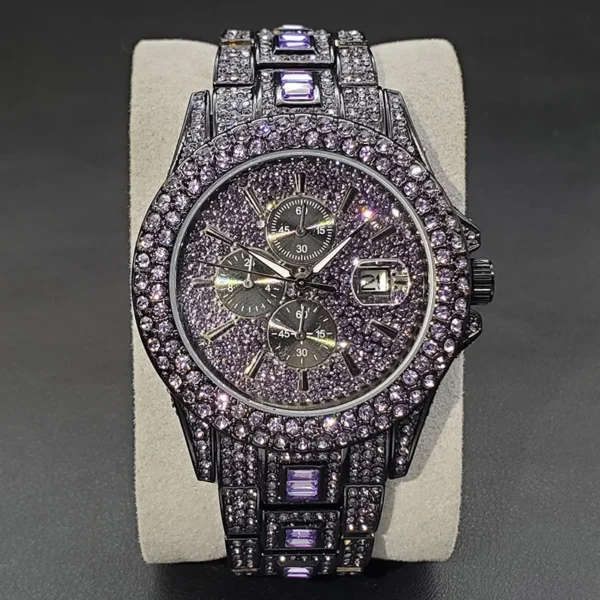 Black jeweled chronograph wristwatch.