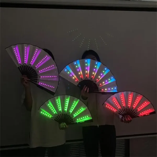 1/2/3PCS Carnival Rave Party Lighting Supplies 8inches Fan Colorful Change Rechargeable LED Fan Glowing For Music Disco Party - Image 4