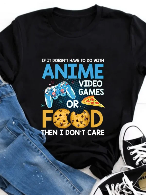 Anime Video Games or Food Women's Crew Neck Casual Short Sleeve Premium T-shirt