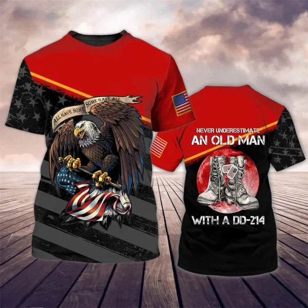 Summer Tough Guy Men's T-shirt GI Eagle Print 3D Print Oversized Military Quick-drying Feature Short-sleeved O-neck Sports Shirt - Image 5