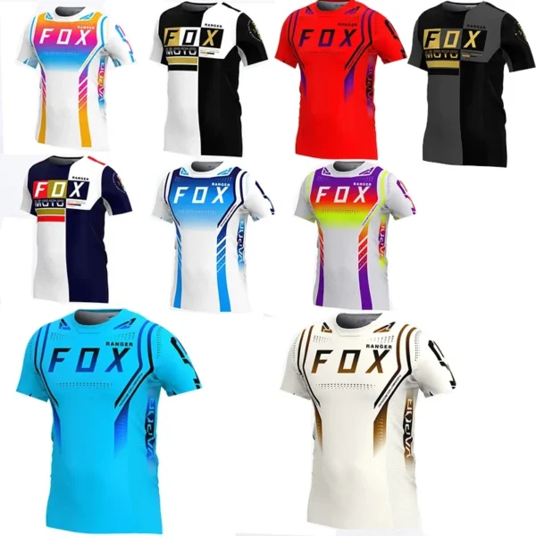 2024 New Motocross Mountain Enduro Bike Clothing Bicycle Moto Downhill T-shirt RANGERFox Men Cycling Jersey MTB Shirts BMX