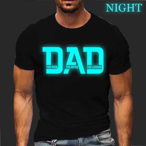 Loose Men T-shirts Summer Dad Print T Shirt Luminous Design Street Tshirts Short Sleeve Top Tee Daddy Men's Tee Shirts Clothing