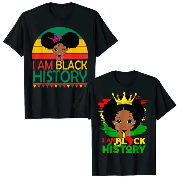 I Am Black History Black Cute Girl Black Pride and Culture T-Shirt Black-Melanin Juneteenth Clothes Proud Afro-American Outfits