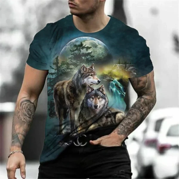 Vintage Wolf 3D Print Men T-Shirts Animal Casual Street Man's Sports Top Short Sleeve Oversized Tee Shirt Men's Clothing Summer - Image 4