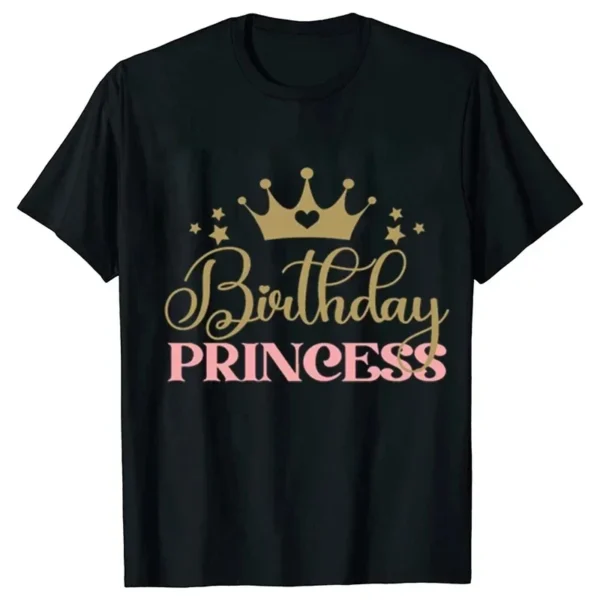 Birthday Princess Top T-shirt DAD MOM Brother Sister Family Gathering Tees Girls Birthday Party Tshirt Aesthetic Clothing Black - Image 2