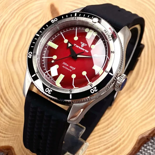 Tondoro red dial automatic dive watch.