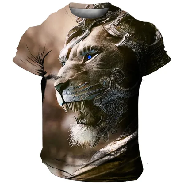 3d Lion Print Men's T-Shirt Summer Quick Dry Short Sleeve T-Shirt For Men Street Trend Man Clothing Loose Oversized Tee 2024 Top - Image 5