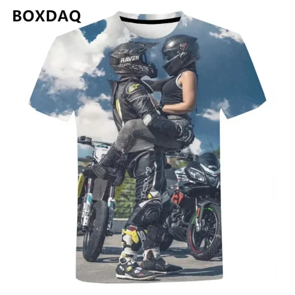 Fashion Trend Men's T-Shirts Cool Motorcycle Personality Street T Shirt High Quality 3D Printed Short Sleeve Male/Women Tops Tee - Image 2