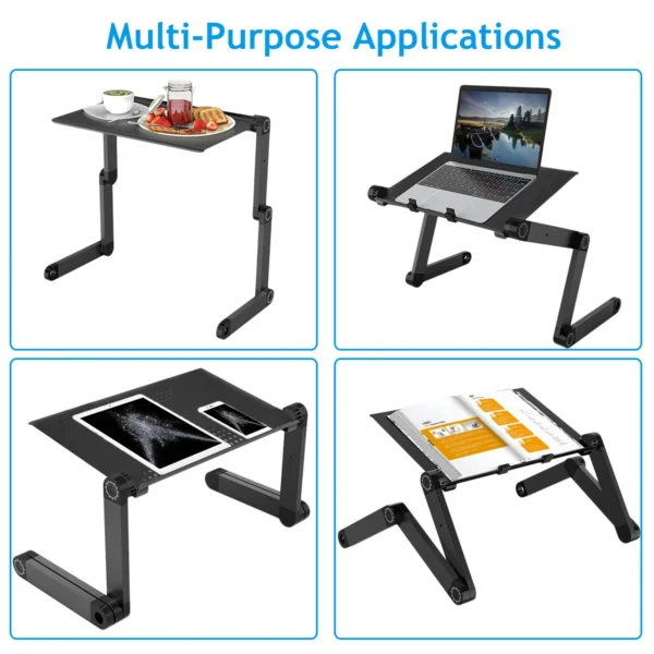 Black foldable laptop stand for desk.