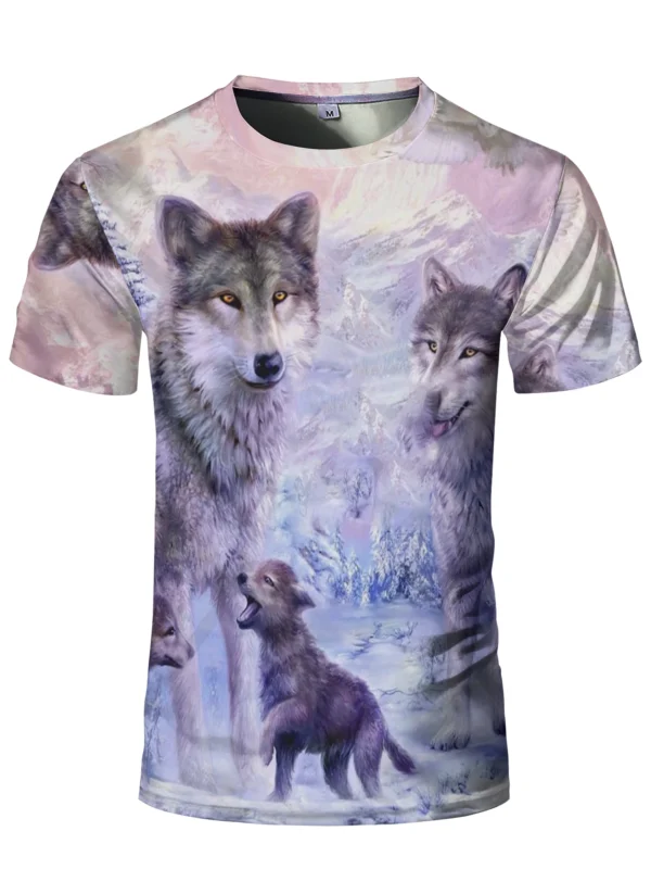 2024 Wolf T Shirt For Mens Animal Print Short Sleeve Top 3D Casual Street Man's T-shirt Oversized Tee Shirt Men Vintage Clothing - Image 3