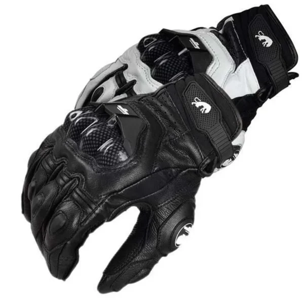 Mens Women 4 Season Driving Supertech Black/White Motorcycle Leather Gloves Racing Glove Motorbike Cowhide Race Bike Knight - Image 4