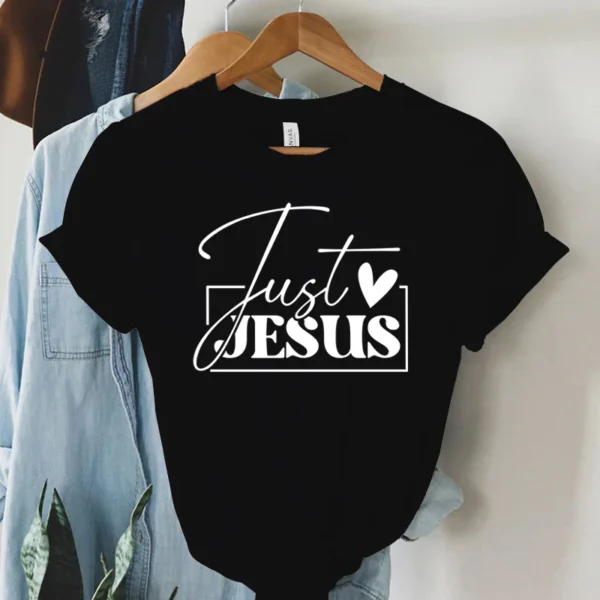 Just Love Jesus Print Women T-Shirts Christian Jesus Letter Shirt Harajuku Graphic Tops Female Summer Religious Christian Tshirt - Image 2