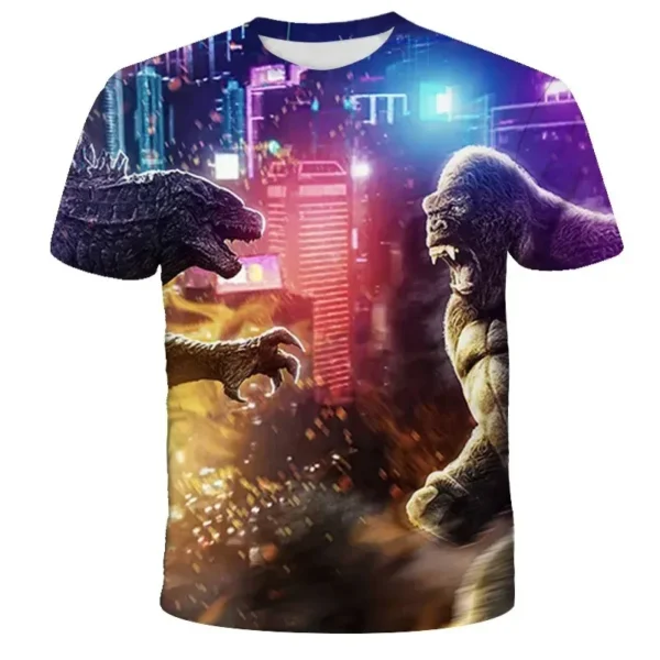 Godzilla Vs. Kong 2 3D Print T-shirt for Boy Girl Summer Short Sleeve Men's T-shirt Fashion Cartoon Baby Tees Tops Kids Clothes - Image 2