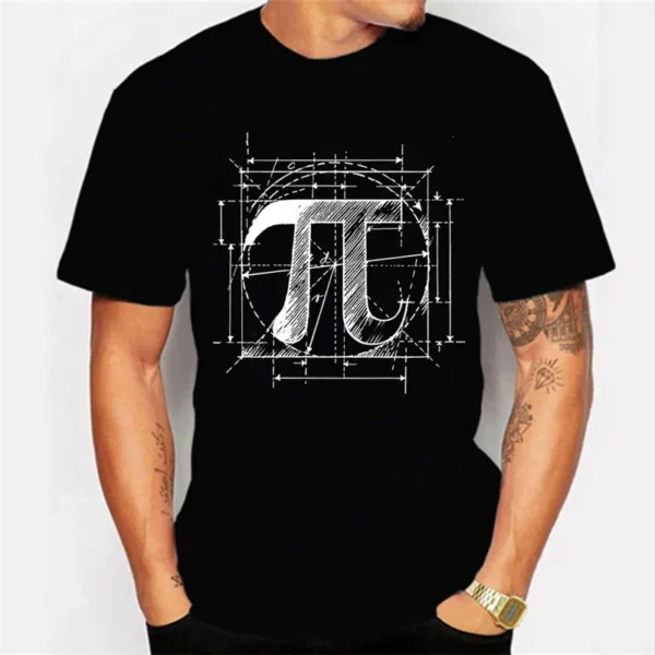 Summer Men's T-shirt Short Sleeve Men Tshirt Pi Symbol Sketch Printed Oversized T Shirt Male Top Tshirt Math Men Tee Clothing - Image 2