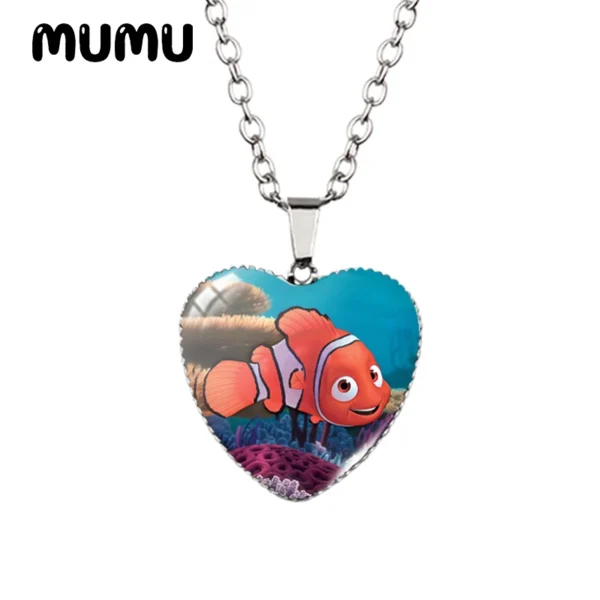 Heart necklace with a clownfish.