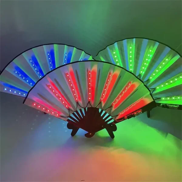 1/2/3PCS Carnival Rave Party Lighting Supplies 8inches Fan Colorful Change Rechargeable LED Fan Glowing For Music Disco Party - Image 6