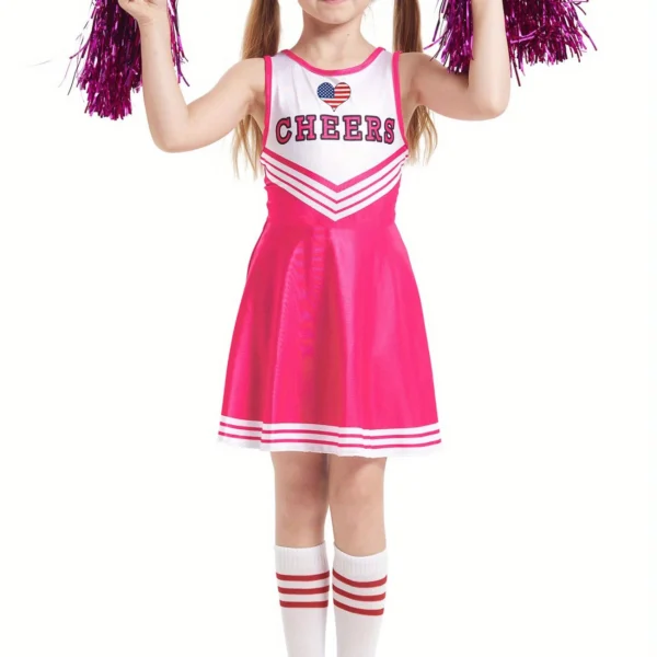 Summer New Girls 3d Printed Sleeveless Dress Cheerleader Party Uniform 3-14 Years Old Children's Flag Flag Princess Dress 2024 - Image 4