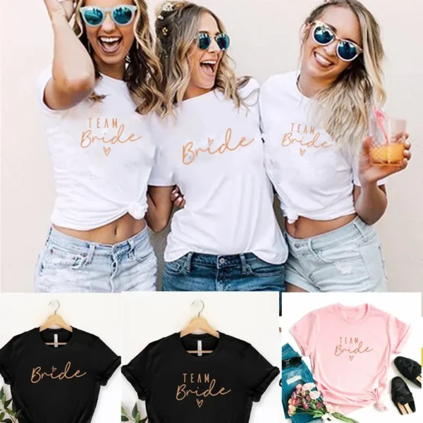 Women Flower Team Bride To Be Squad T-shirts 2024 EVJF Hen Party Bachelorette Girl Wedding Female Tops Tees - Image 2